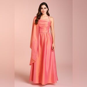 Michelangelo‎ three-piece peach or coral prom dress Maxi size 2